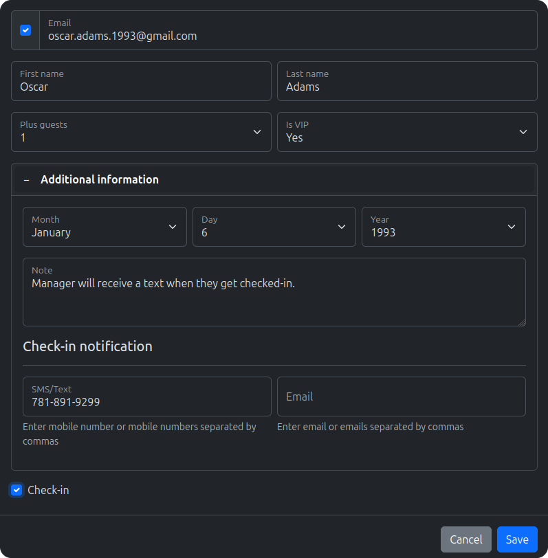 GuestQueue guest form with custom fields