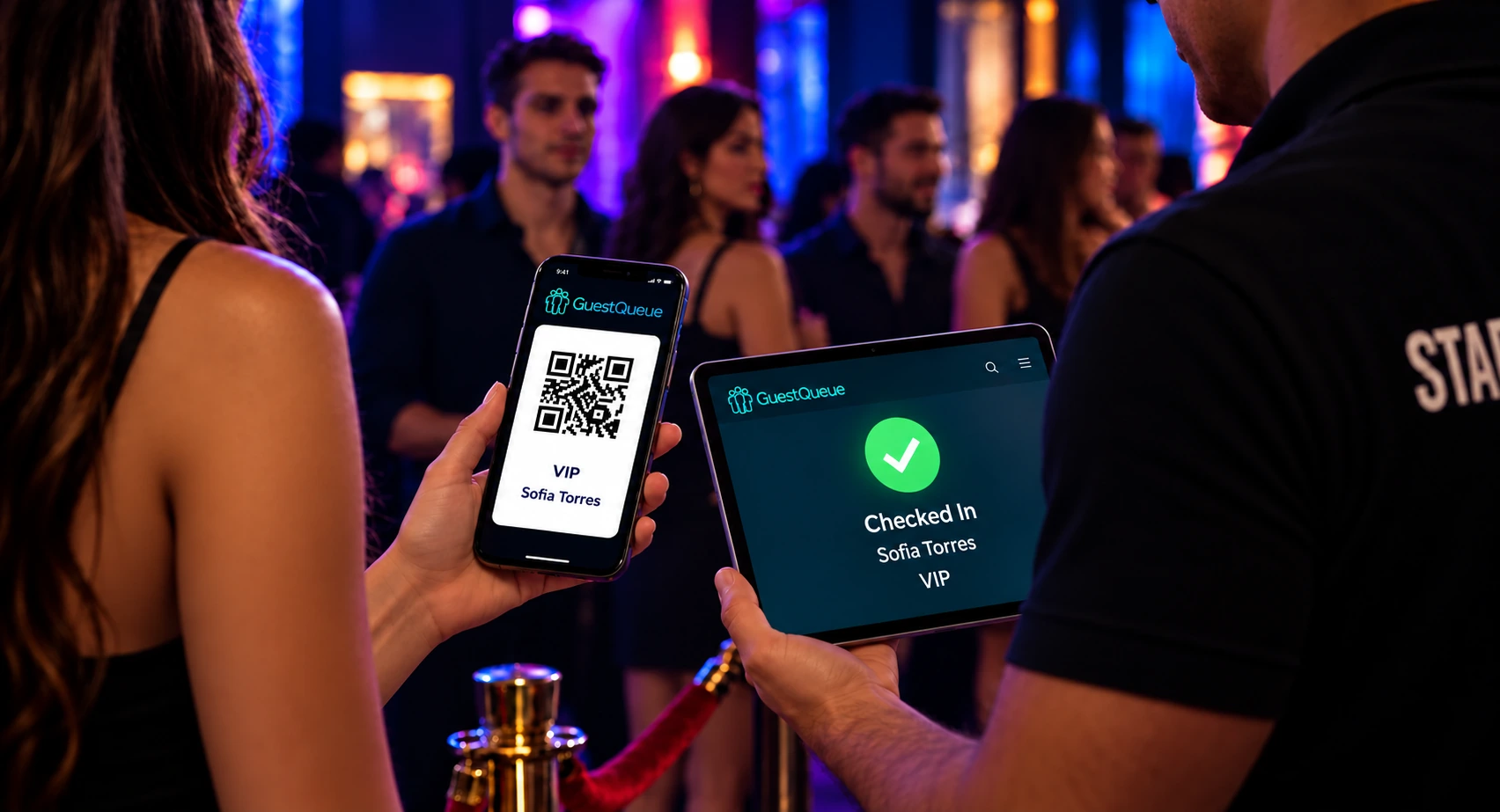 GuestQueue nightclub QR code check-in